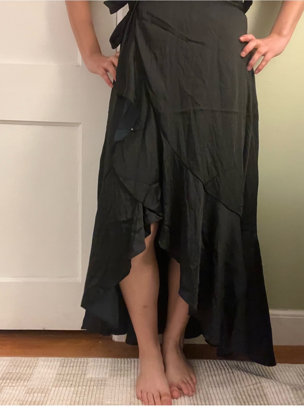 Maeve Black High-Low Ruffle Wrap Skirt